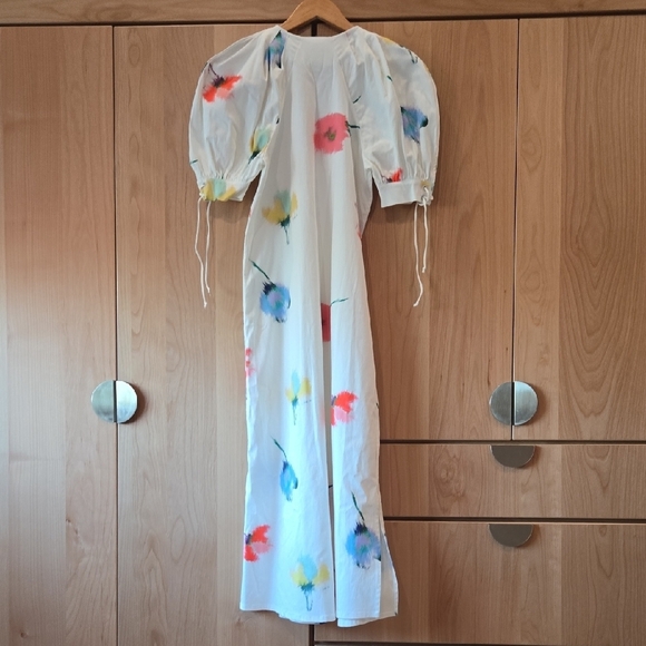 Sleeper Maxi Dress with Floral Accents, String Detail, Garden Party, EUC, Small - Picture 5 of 16